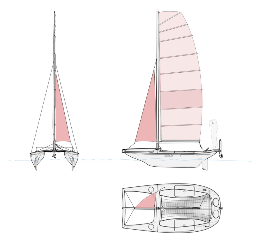 Теоретический чертеж корпуса катамарана Торнадо