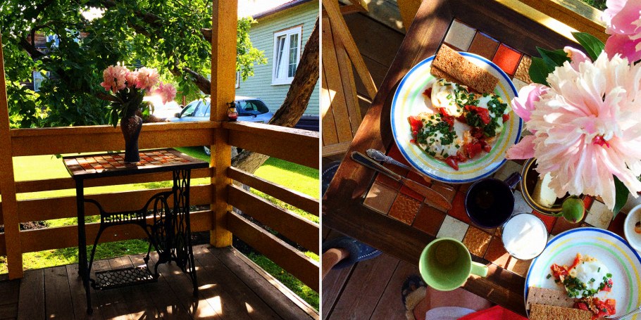 Завтрак в беседке на даче