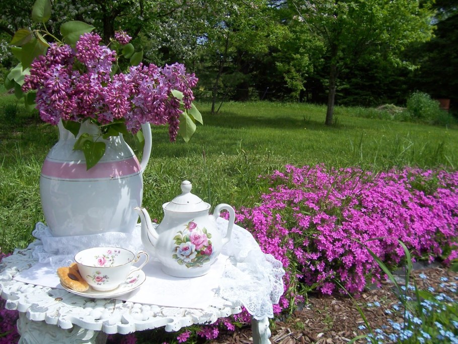 Чаепитие в весеннем саду