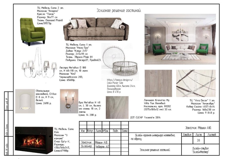 Ведомость чистовых материалов