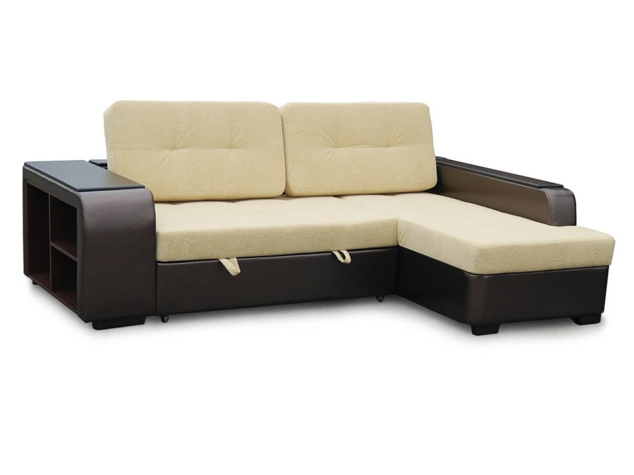 Диван Брюссель (3р+1) (Dollar, Bellagio Bianco, кожа, вариант 2, седафлекс 10м, левый, )