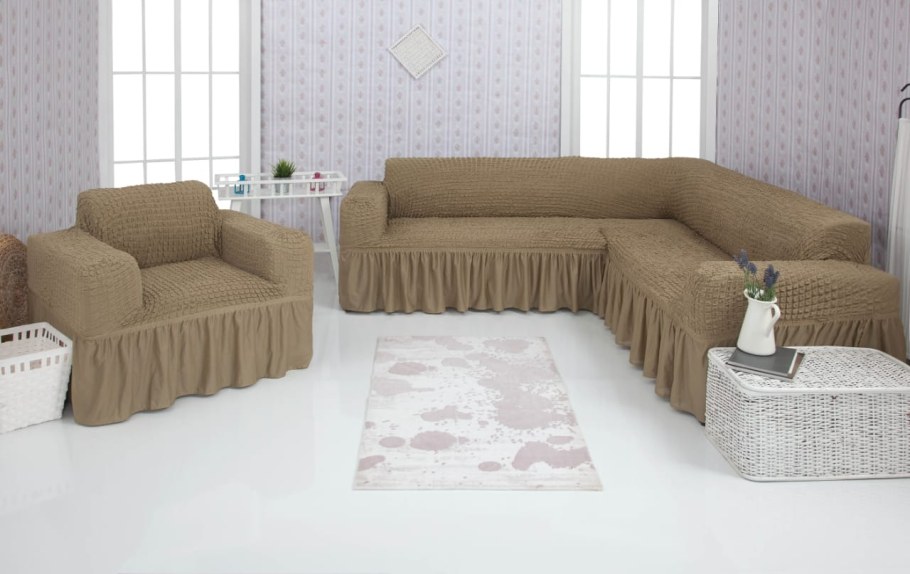 Чехол на угловой диван с оборкой Concordia 213