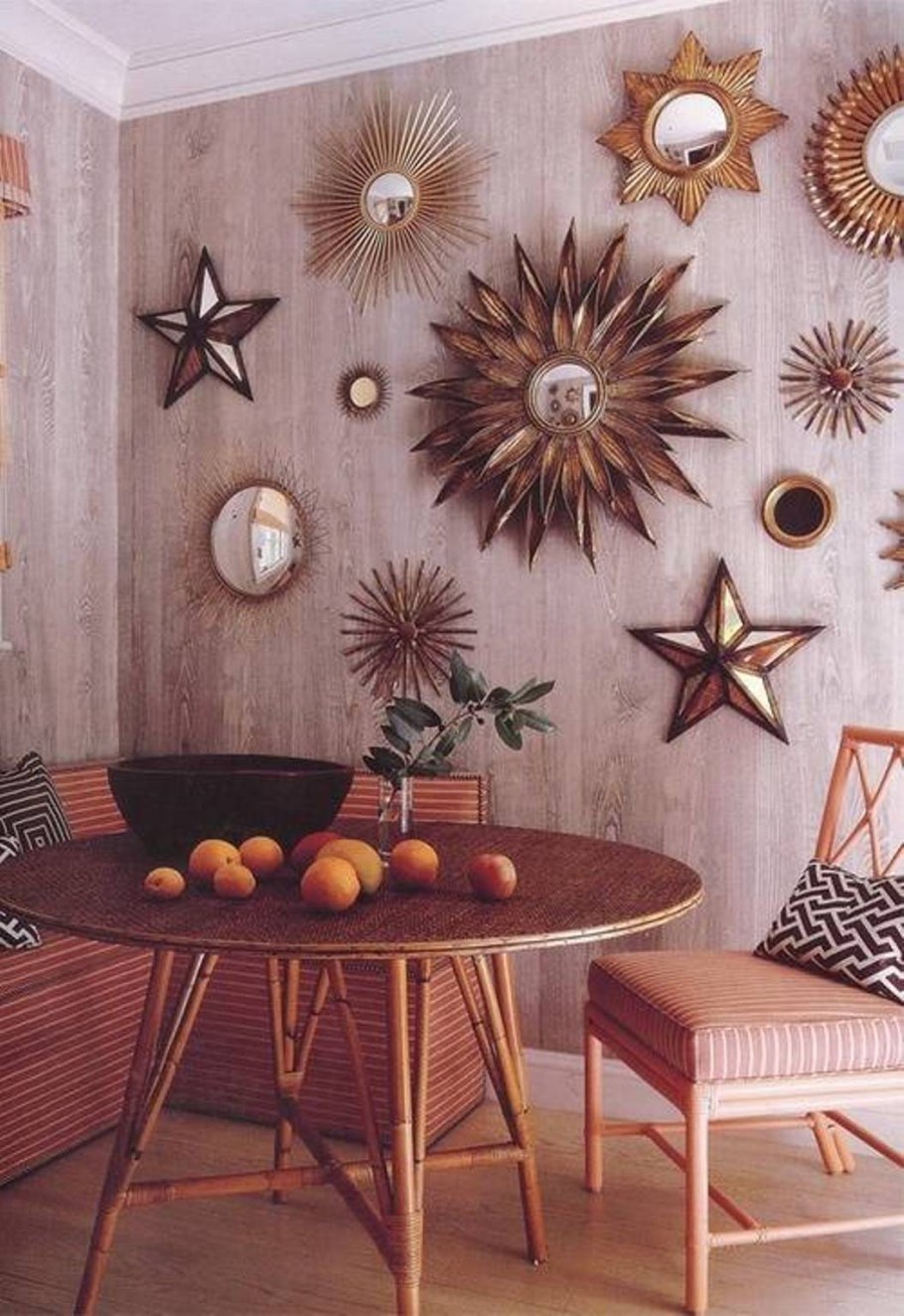 Настенное зеркало солнце лучистое золотое, 50 см, Boltze