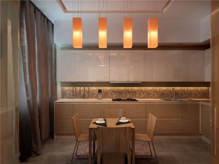 Кухня в теплых тонах