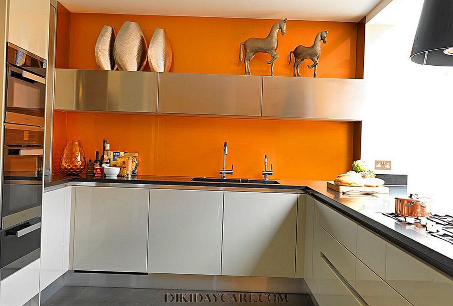 Оранжевая кухня в интерьере