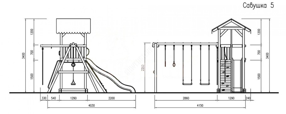 Детский игровой комплекс для дачи чертеж