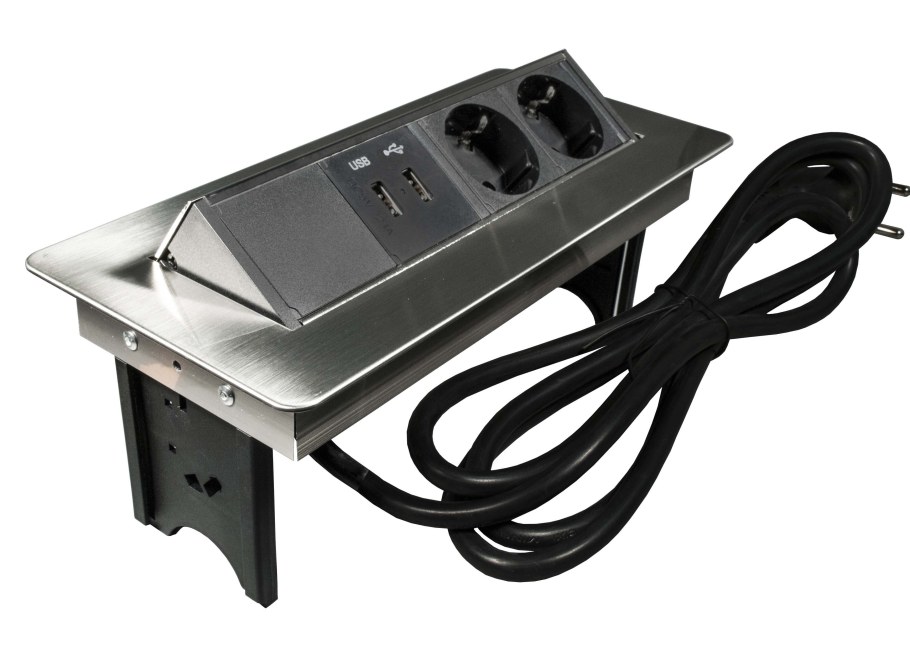 Блок розеток 2euro + 2usb выдвижной горизонтальный компакт