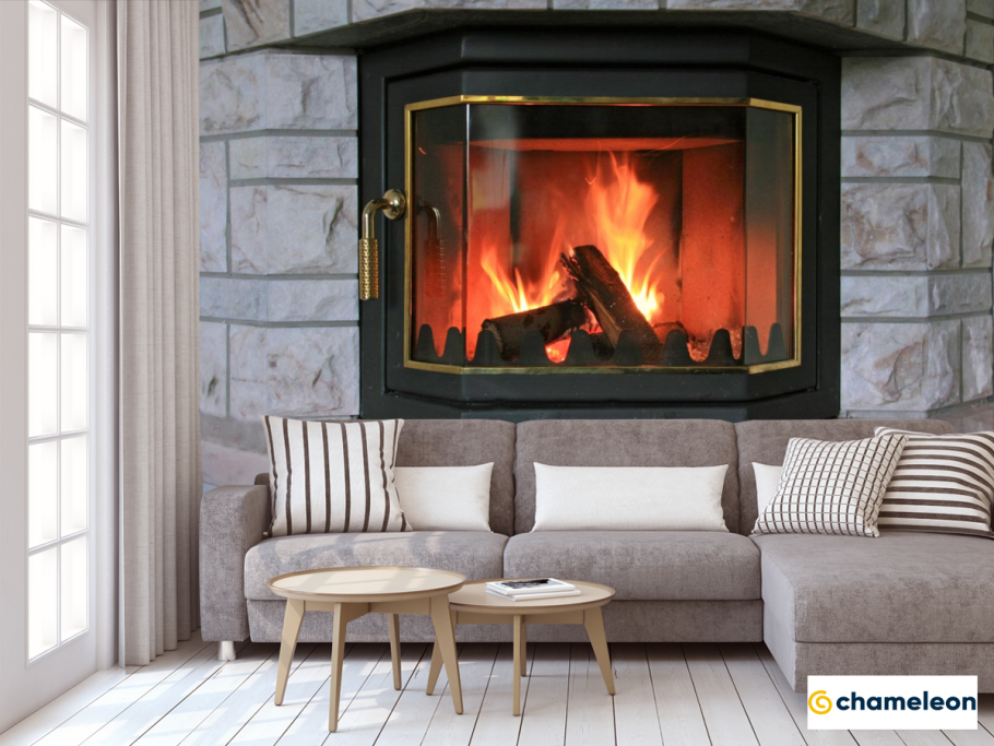 Фотообои стена с камином