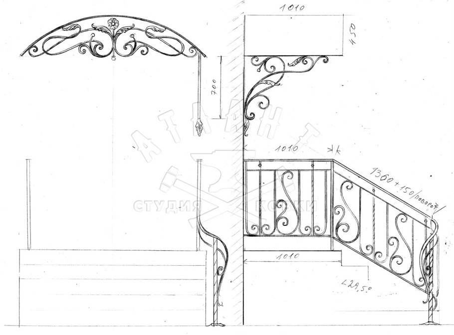 Чертеж навесы перила чертеж