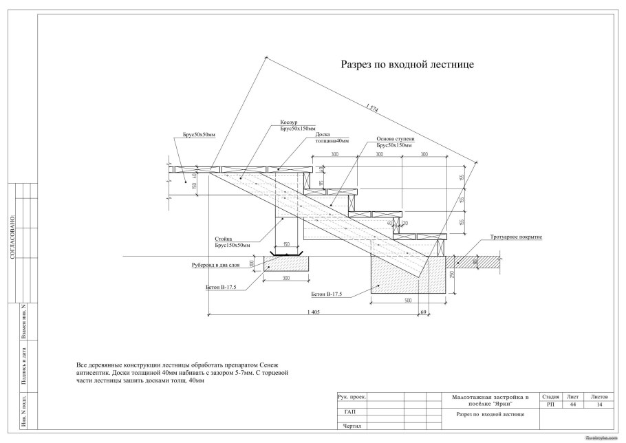 Облицовка ступеней керамогранитом чертеж