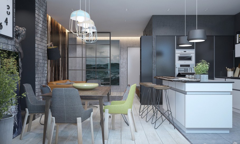 Брутальный стиль в интерьере кухни