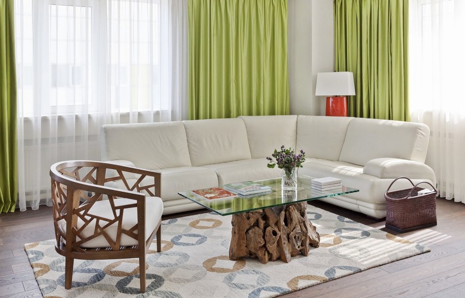 Гостиная в зеленых тонах