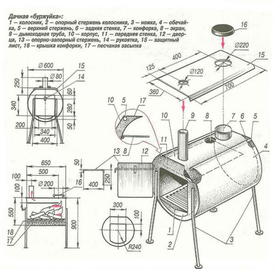 Печка из газового баллона своими руками чертежи