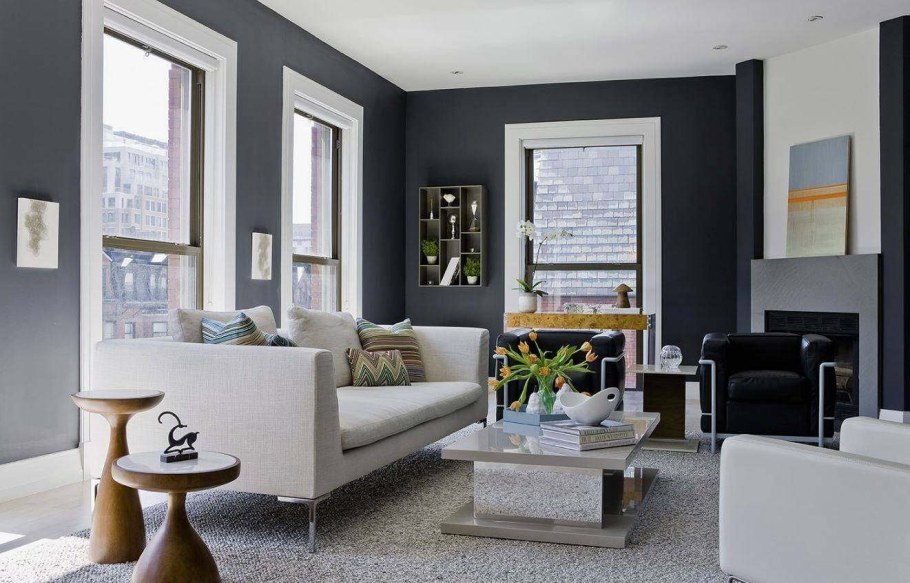 Цвет Блу грей интерьер спальни