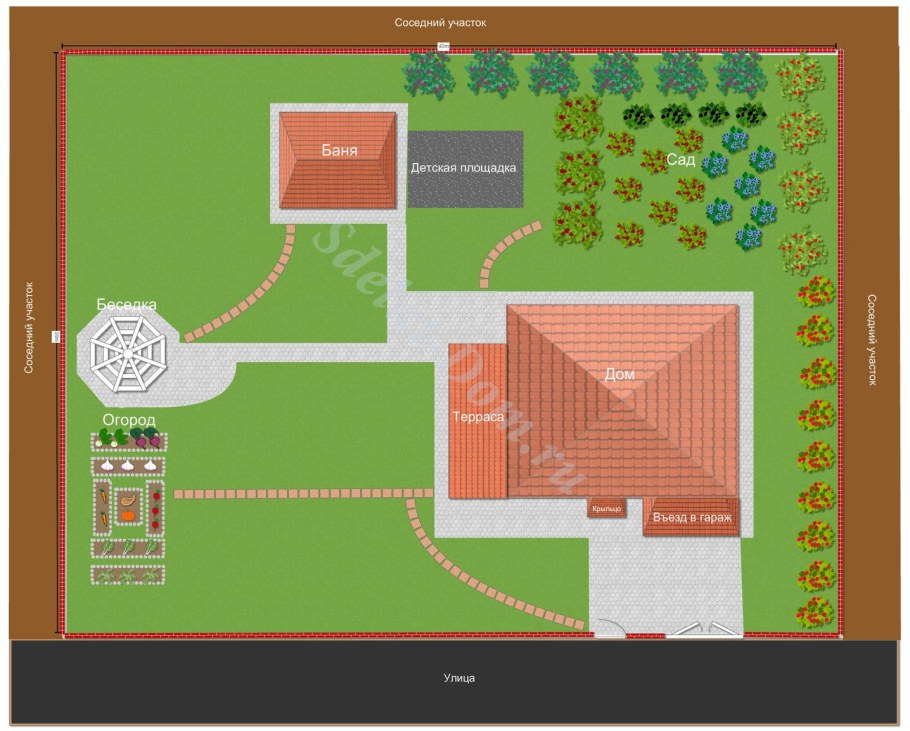 Планировка огорода 10 соток схема варианты с огородом
