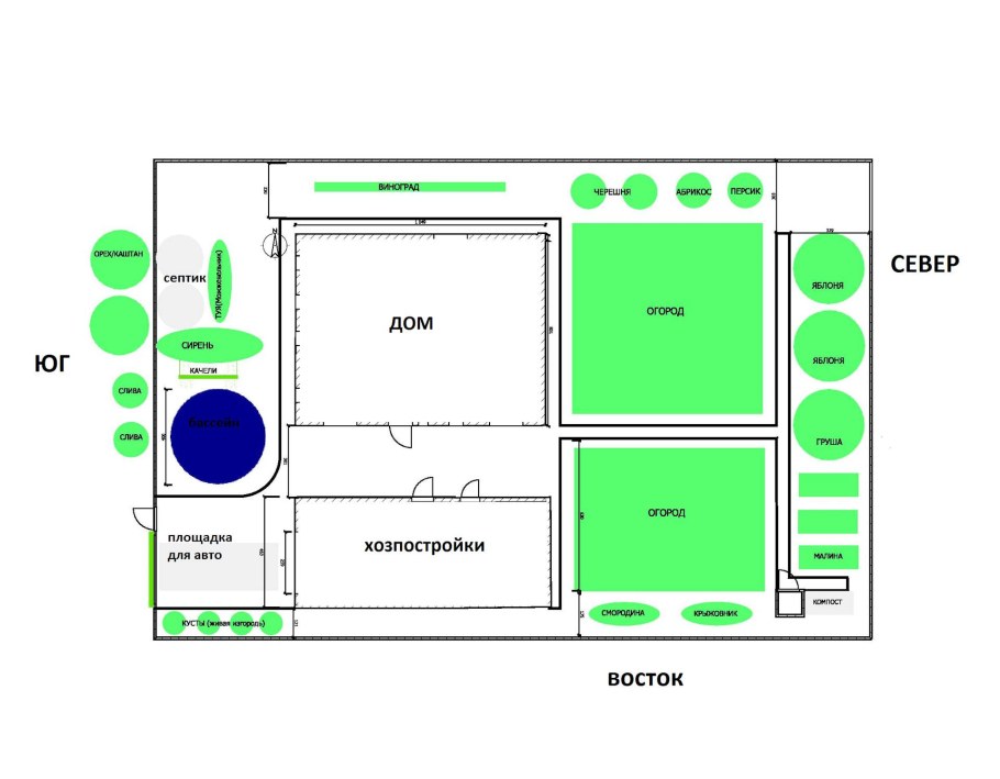 Схема планировки земельного участка 10 соток