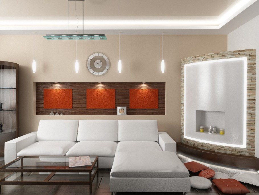 Диван в интерьере гостиной Минимализм