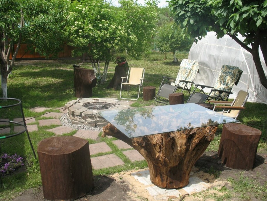 Мебель для сада из пеньков