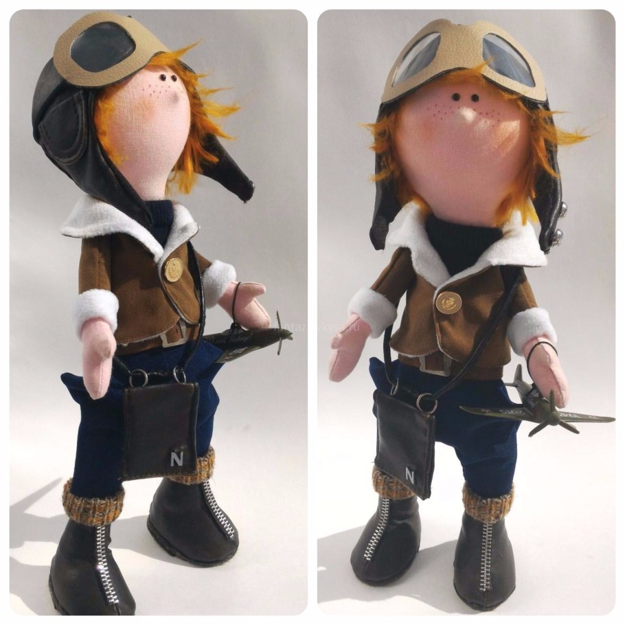 Текстильная кукла пилот