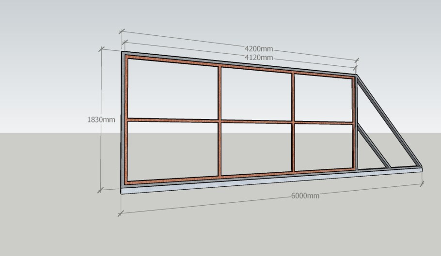 Чертеж откатных ворот для проема 4м