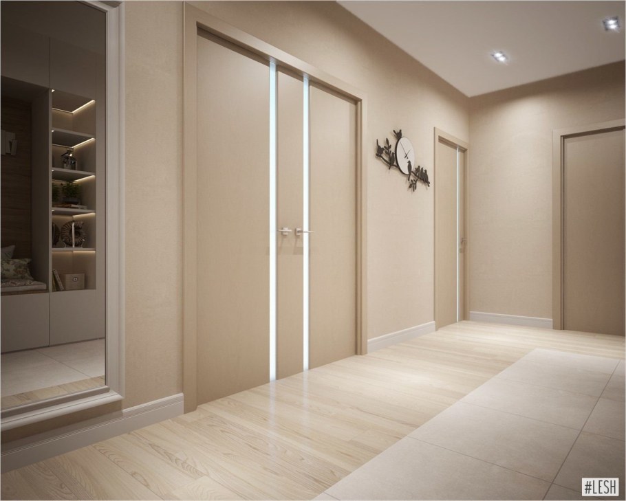 Прихожая в бежевом цвете