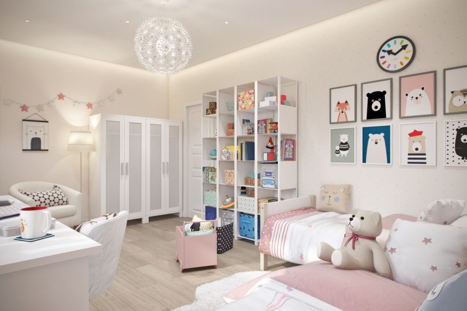 Детская мебель белая с деревом