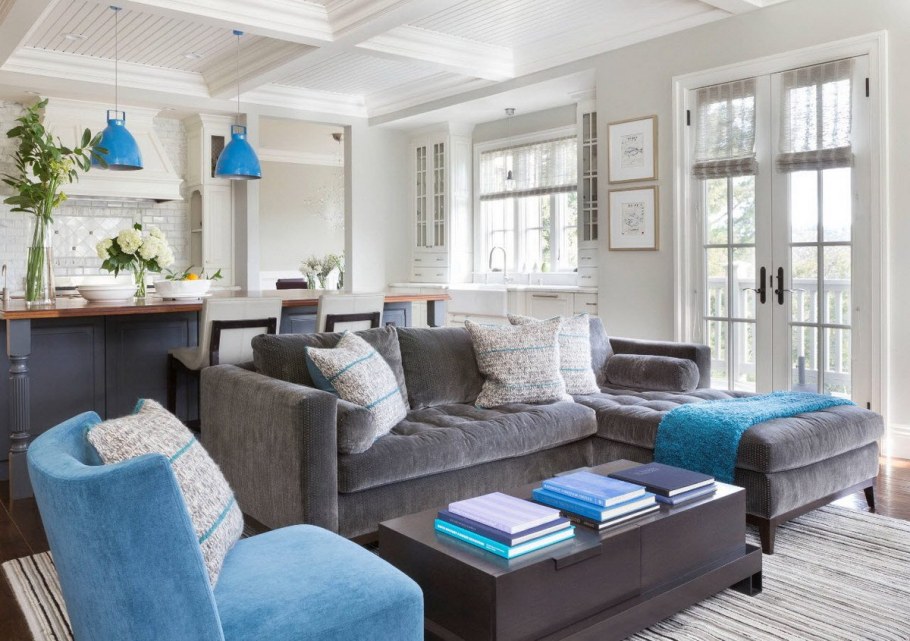 Диван серо бирюзовый