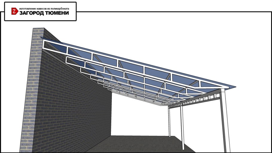 Односкатная ферма из профильной трубы 5 метров