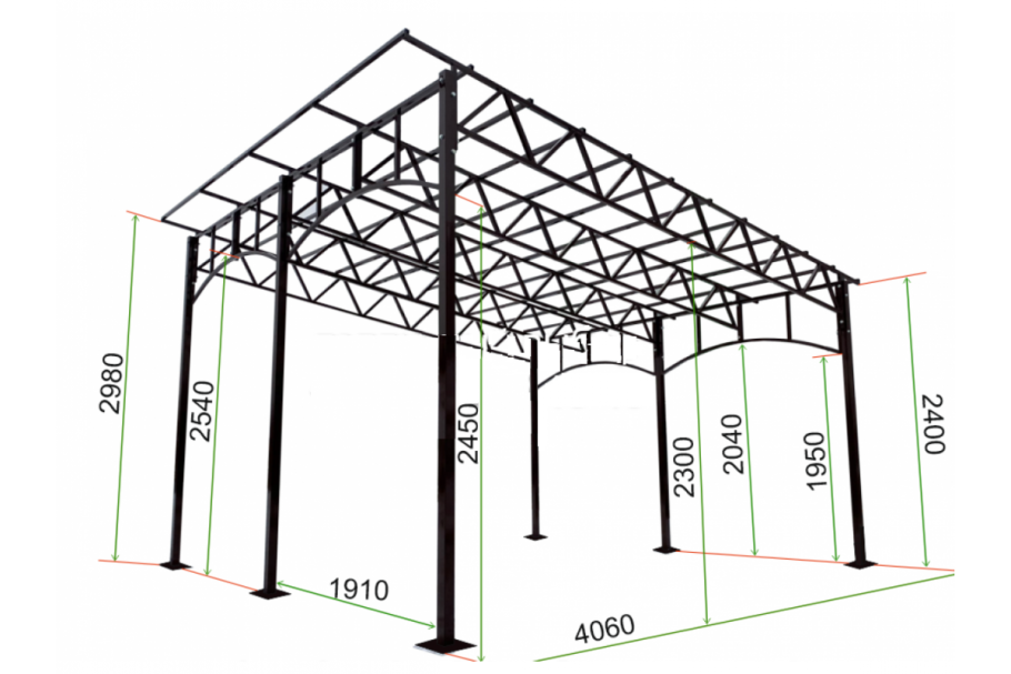 Односкатный навес 6х6