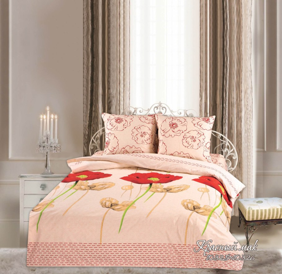 Палас маки красный