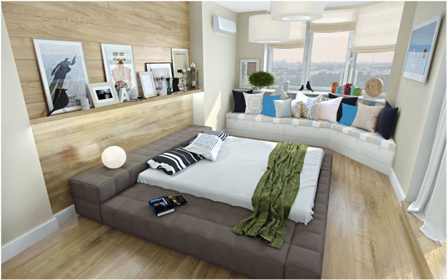 Кровать подиум в скандинавском стиле