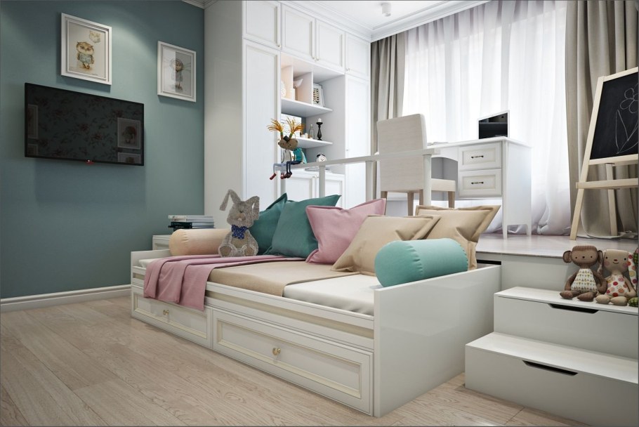 Комната для девочки подростка с подиумом