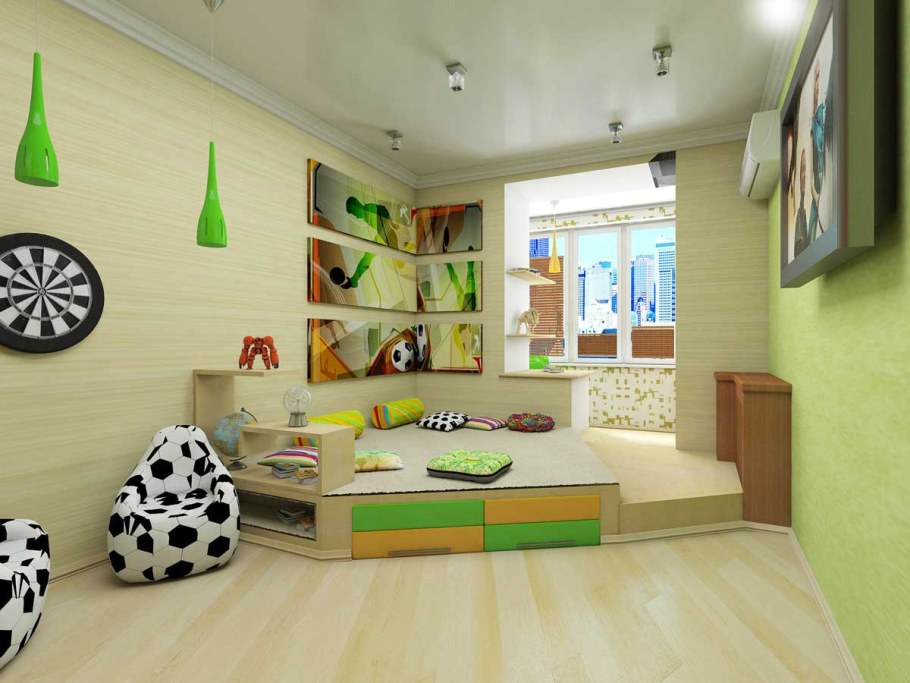 Детские комнаты с подиумом