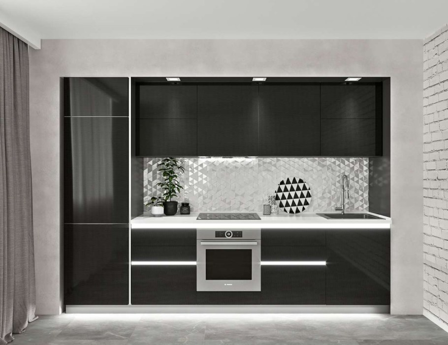 Кухня в АГТ черный глянец