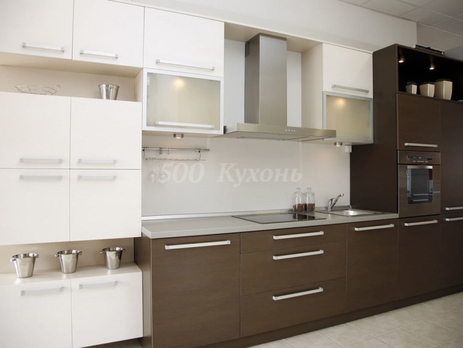 Кухонный гарнитур коричневый с белым