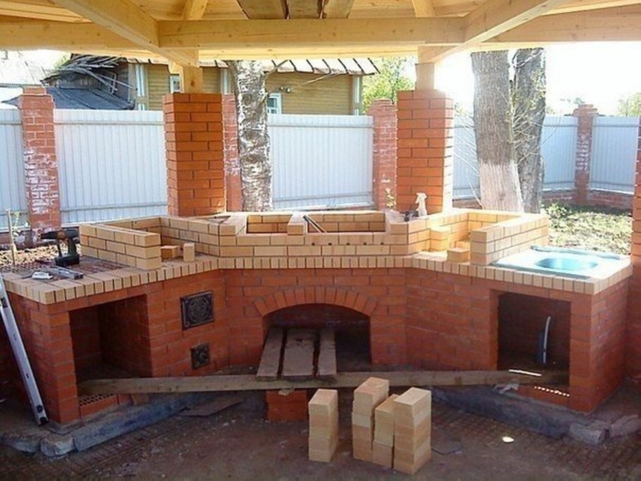 Беседка с мангальной зоной