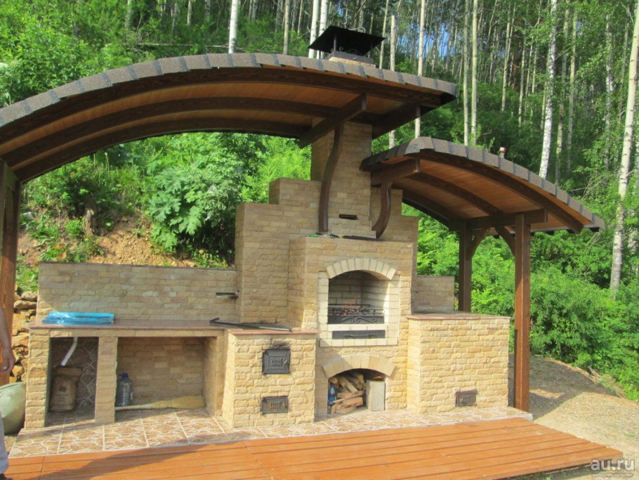 Беседка с мангалом из кирпича 5 на 5 метров