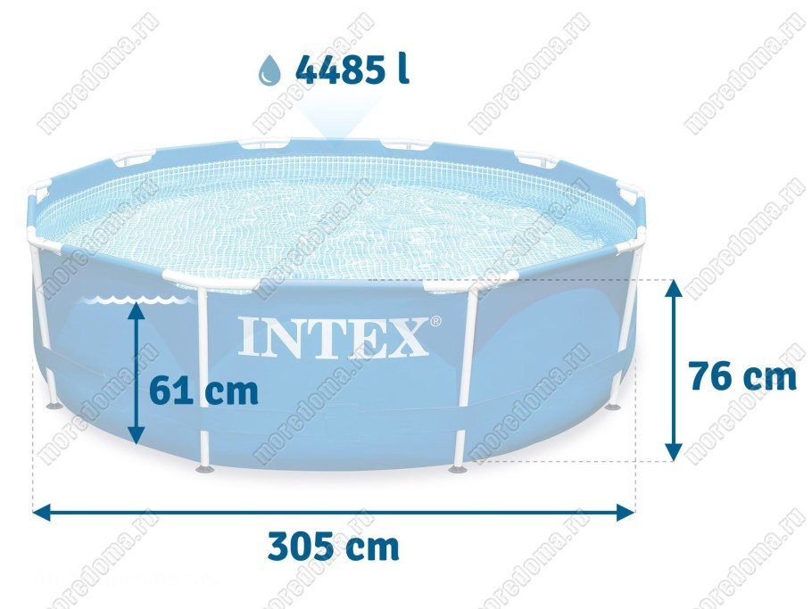28202 Каркасный бассейн Metal frame 305х76см 4485л фильтр-насос 1250л/ч