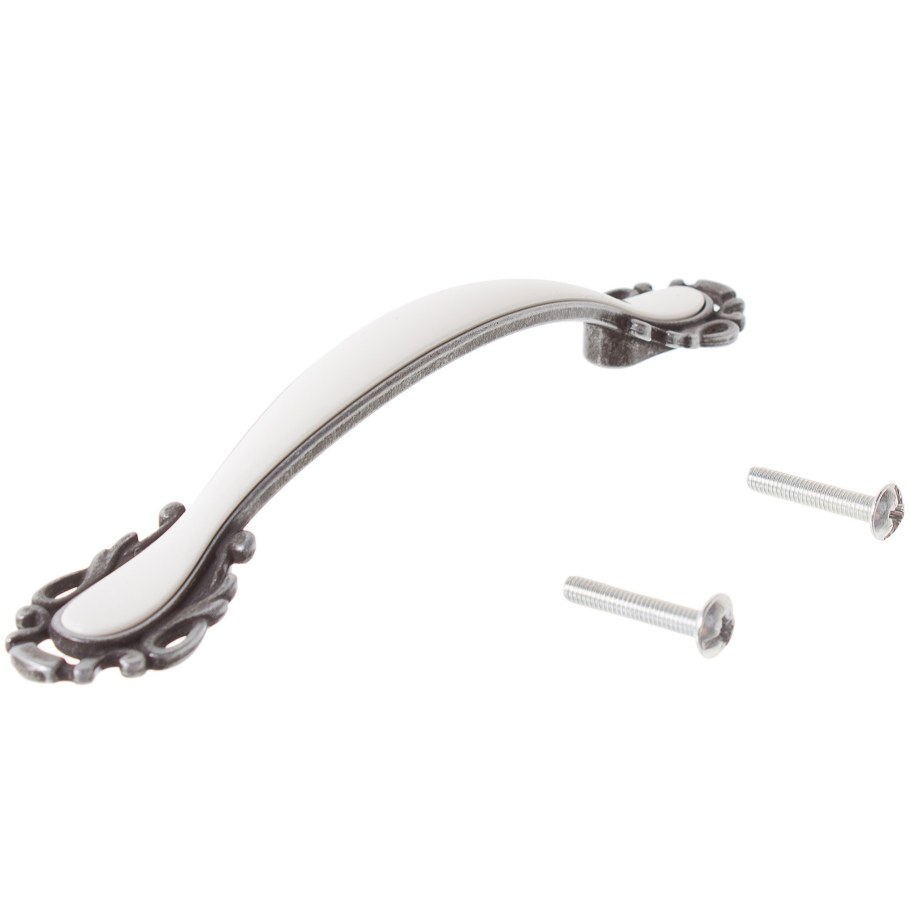 Ручка-скоба FS-141 96 мм цвет олово/белый