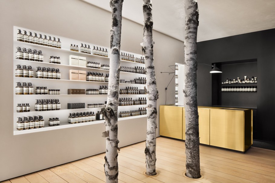 Березовые стволы в интерьере