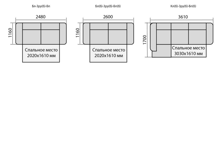 Диван Лидер 3 габариты