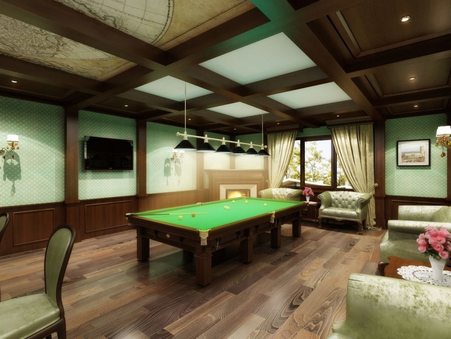 Бильярдная с камином