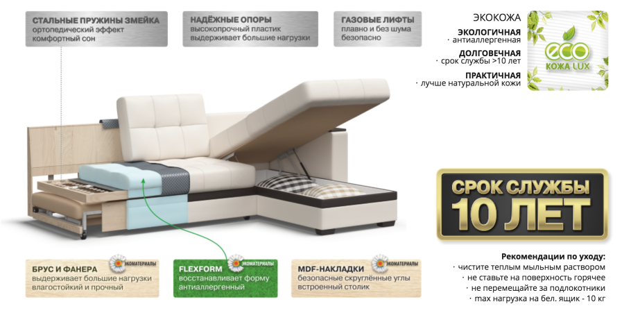 Диван Атланта в разобранном виде