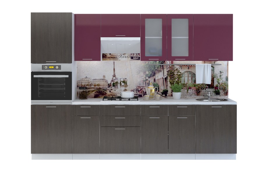 Кухня Валерия Сурская мебель модули бордовая