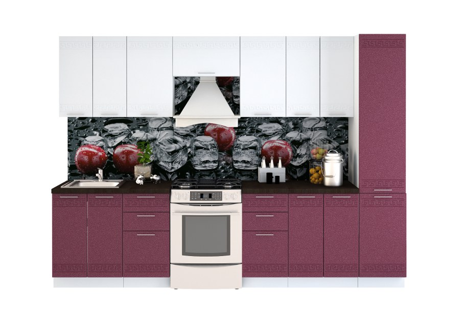 Кухонный гарнитур фэнтези белый универс, Лайнс 2,4м