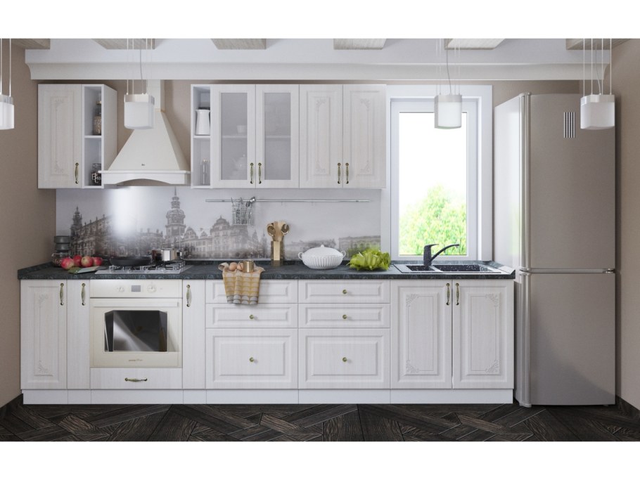 Кухня Валерия страйп красный/страйп белый