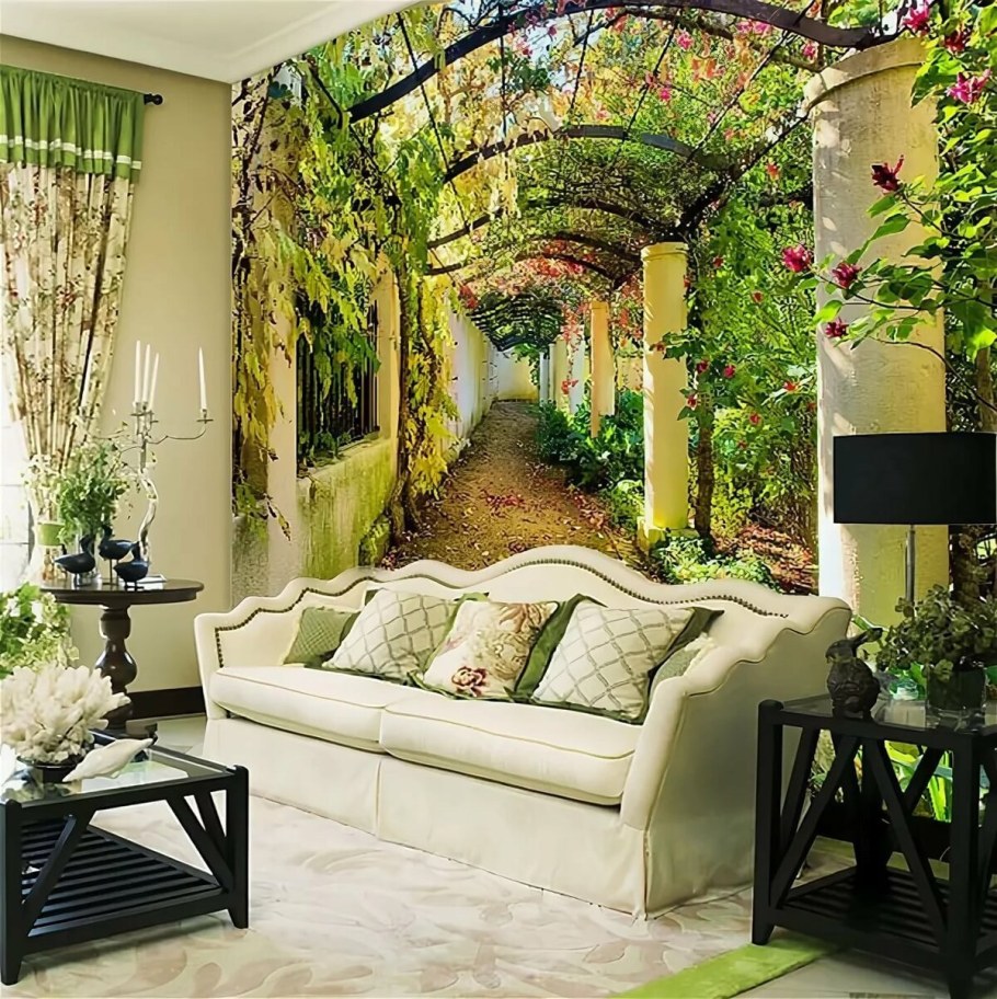 Фотообои пионы в интерьере