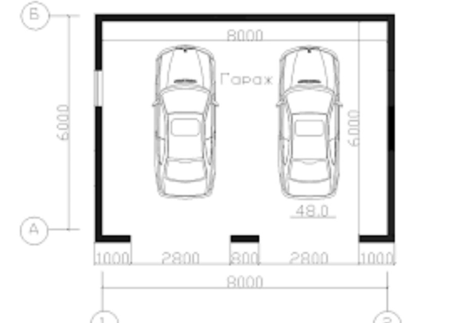 Габариты гаража на 2 машины с двумя воротами