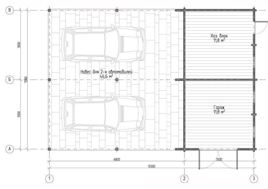 Проект гаража 6х12 чертеж