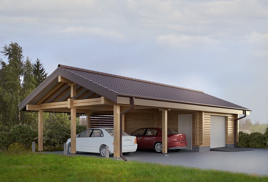 План гаража на 2 машины с двумя воротами